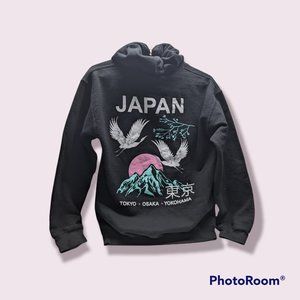 Fifth sun AOD American Outdoors Hoodie Pullover black Japan graphic cranes